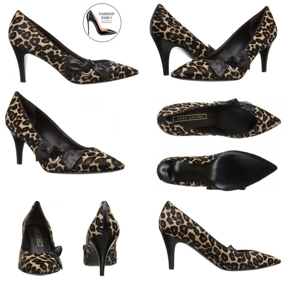 Marc Jacobs Daryl Women's Leather Pointy Toe Pump Leopard Stiletto Heel Shoes 41 - Picture 2 of 11